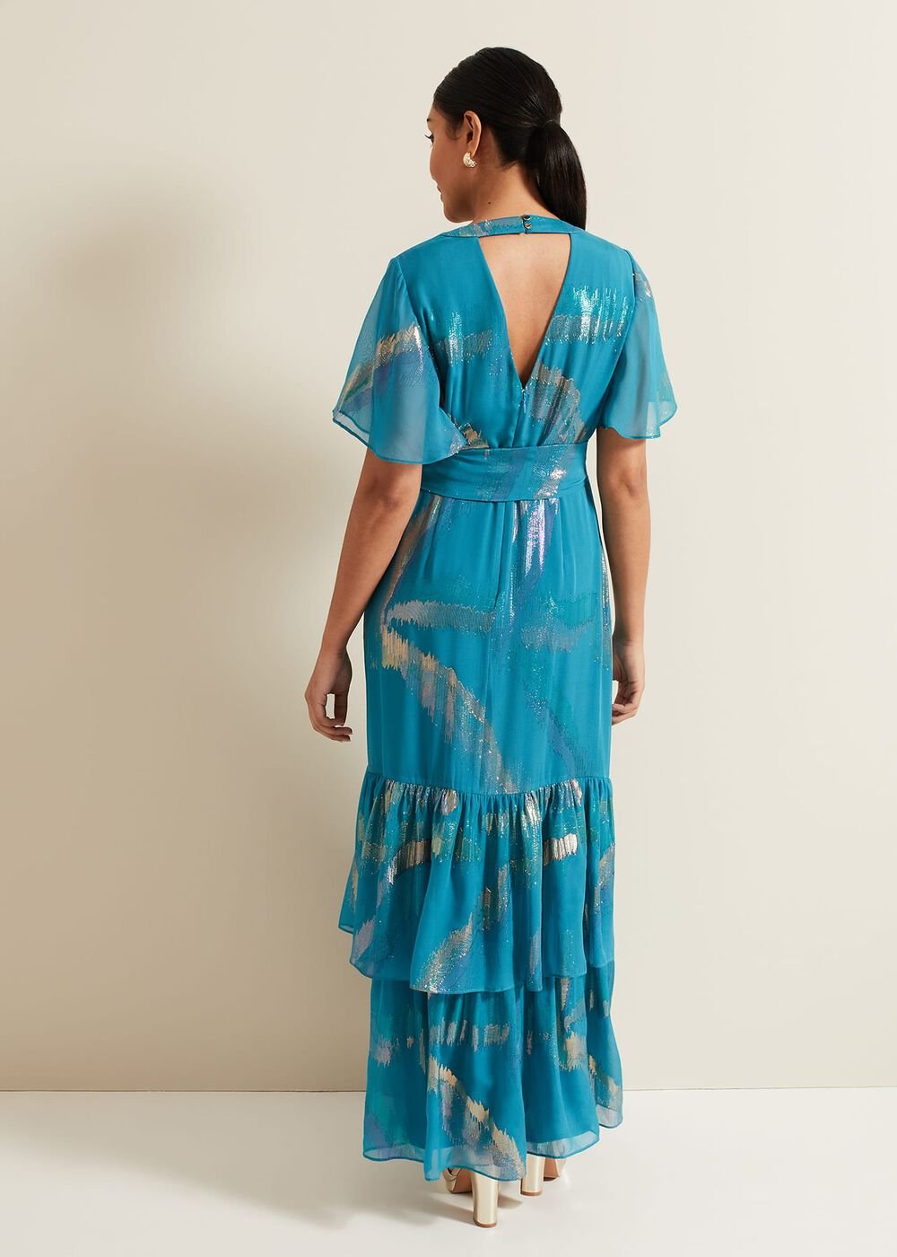 Petite Charissa Silk Maxi Dress - Blue