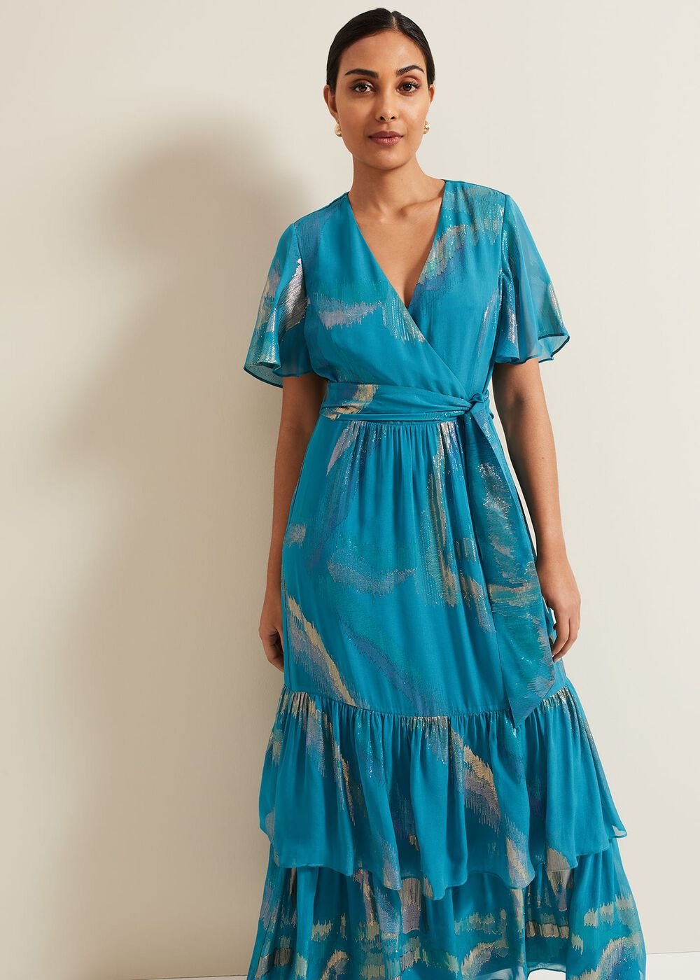 Petite Charissa Silk Maxi Dress - Blue