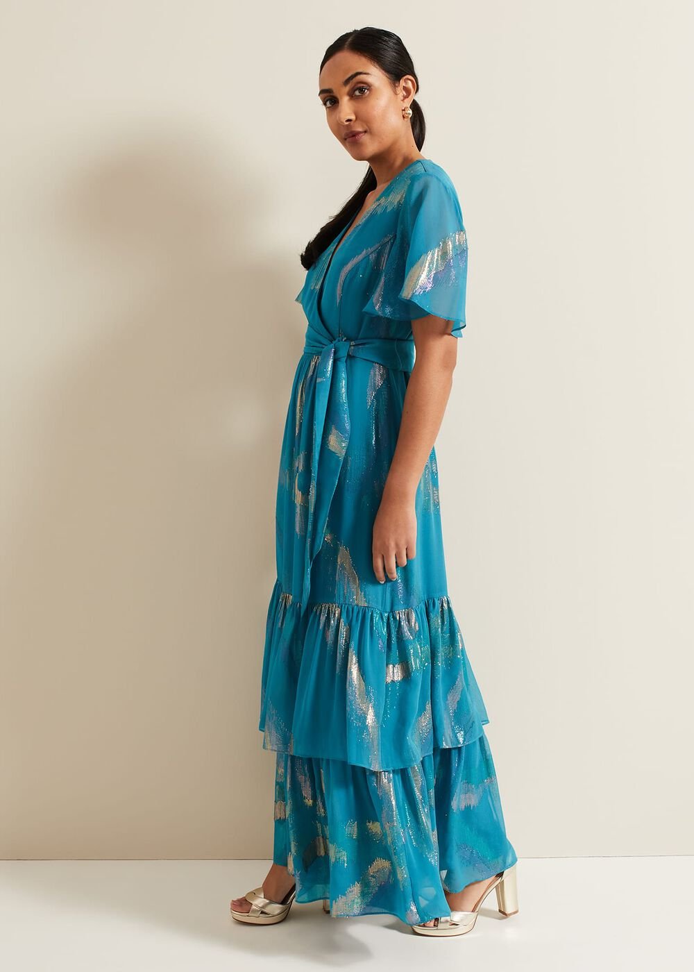 Petite Charissa Silk Maxi Dress - Blue