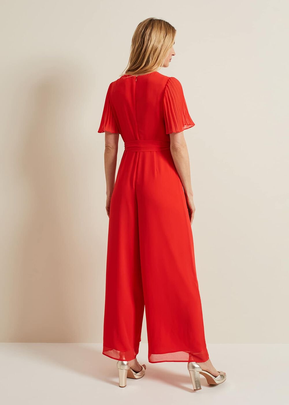 Kendall Pleat Jumpsuit - Orange