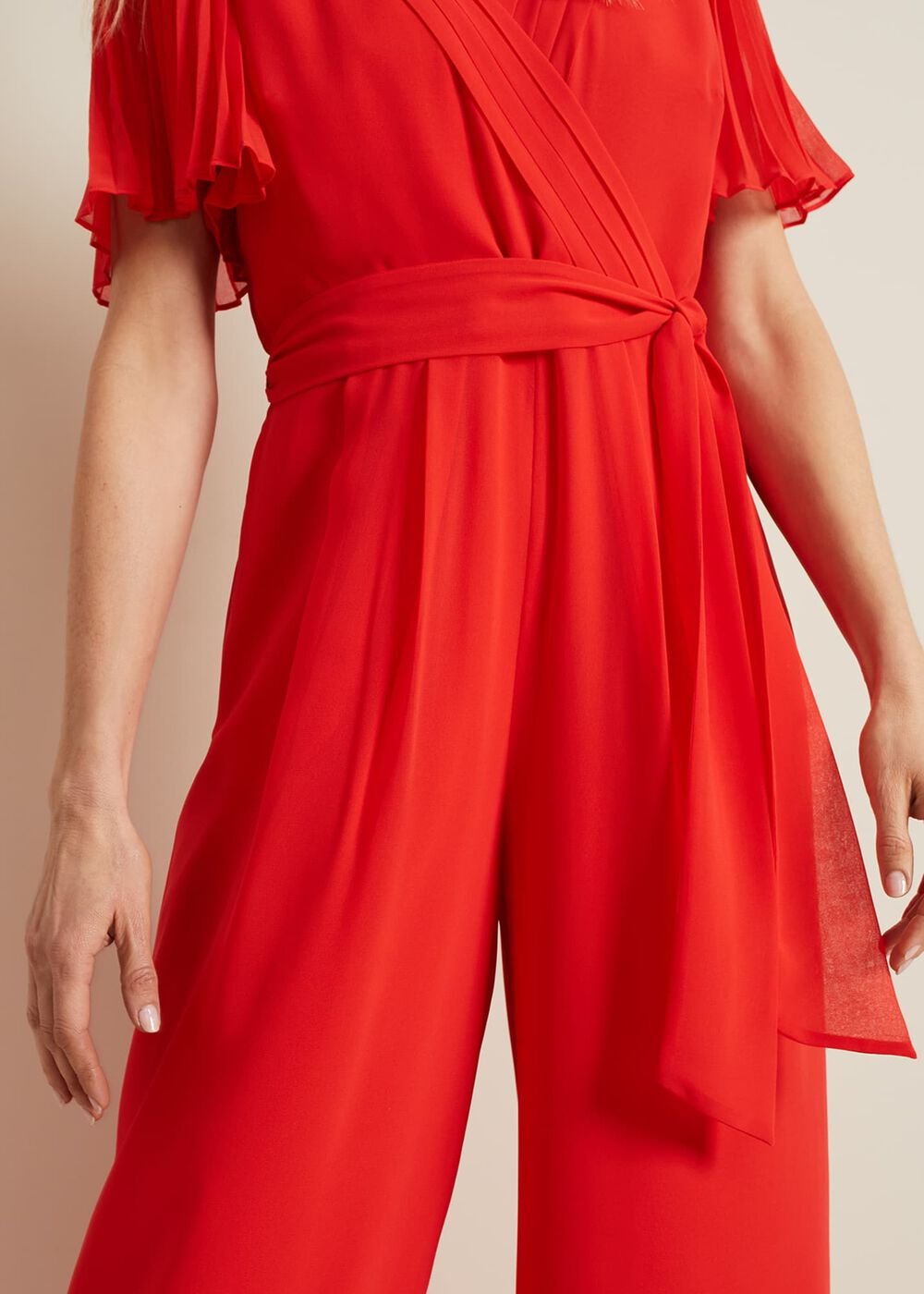 Kendall Pleat Jumpsuit - Orange