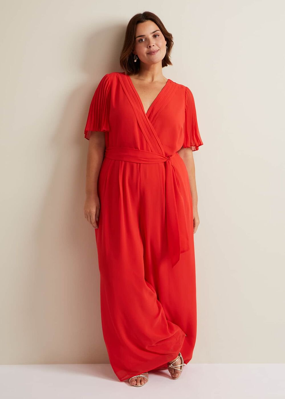 Kendall Pleat Jumpsuit - Orange