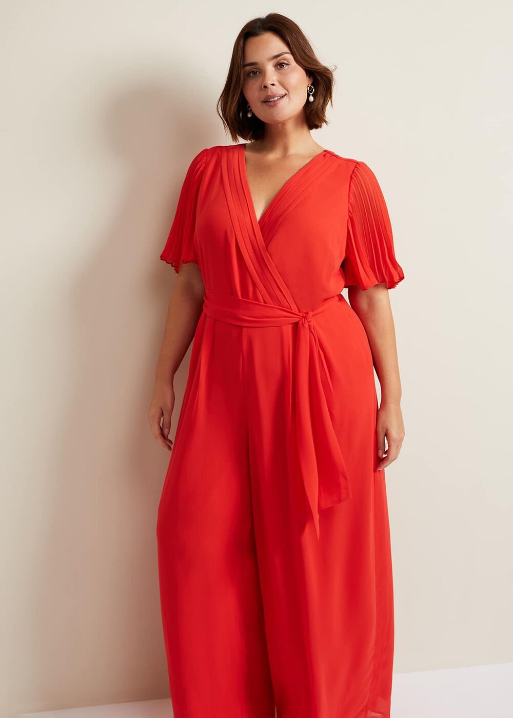 Kendall Pleat Jumpsuit - Orange