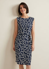 Josey Jersey Spot Bodycon Midi Dress - Navy/Ivory