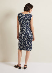 Josey Jersey Spot Bodycon Midi Dress - Navy/Ivory