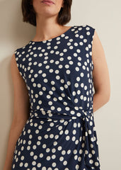 Josey Jersey Spot Bodycon Midi Dress - Navy/Ivory