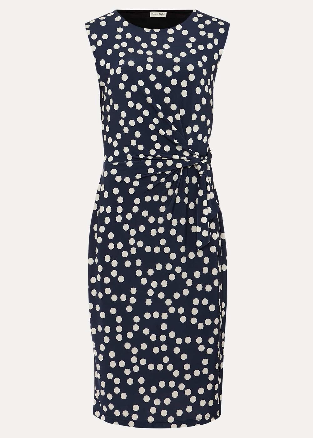 Josey Jersey Spot Bodycon Midi Dress - Navy/Ivory