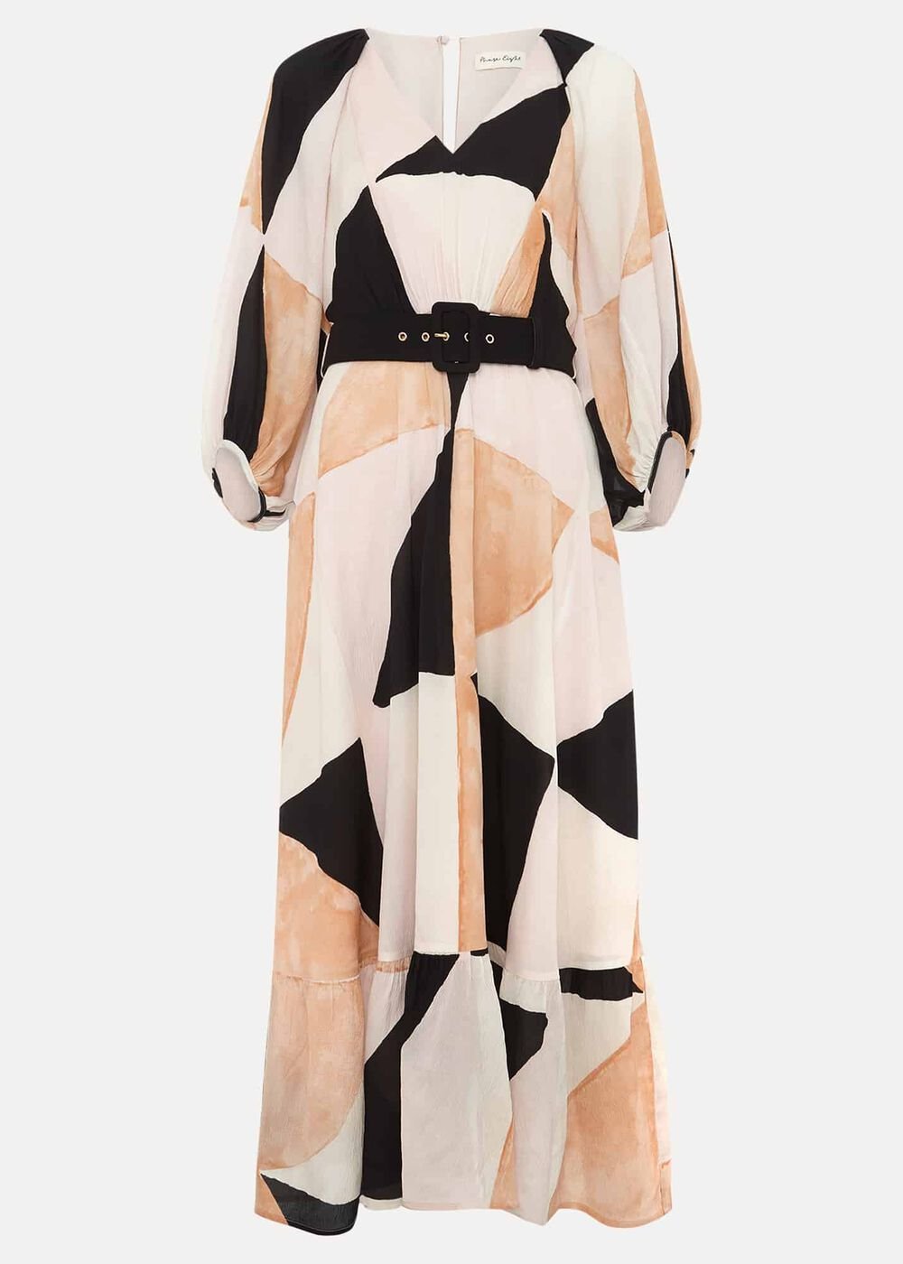 Sophia Colourblock Belted Midi Dress - Multi-Coloured