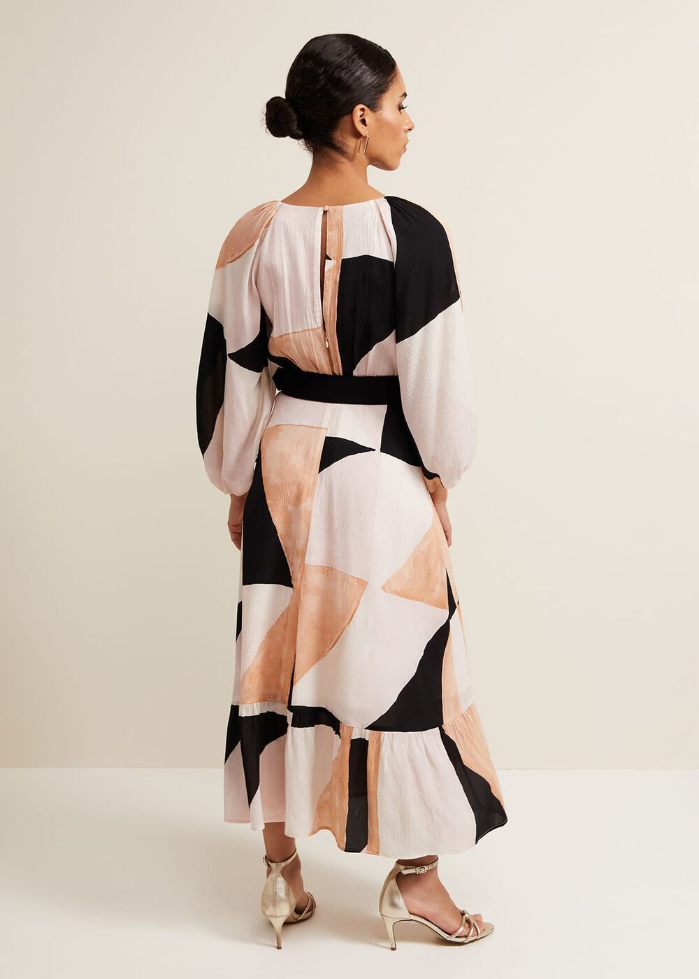 Petite Sophia Colour Block Belted Dress - Multi-Coloured