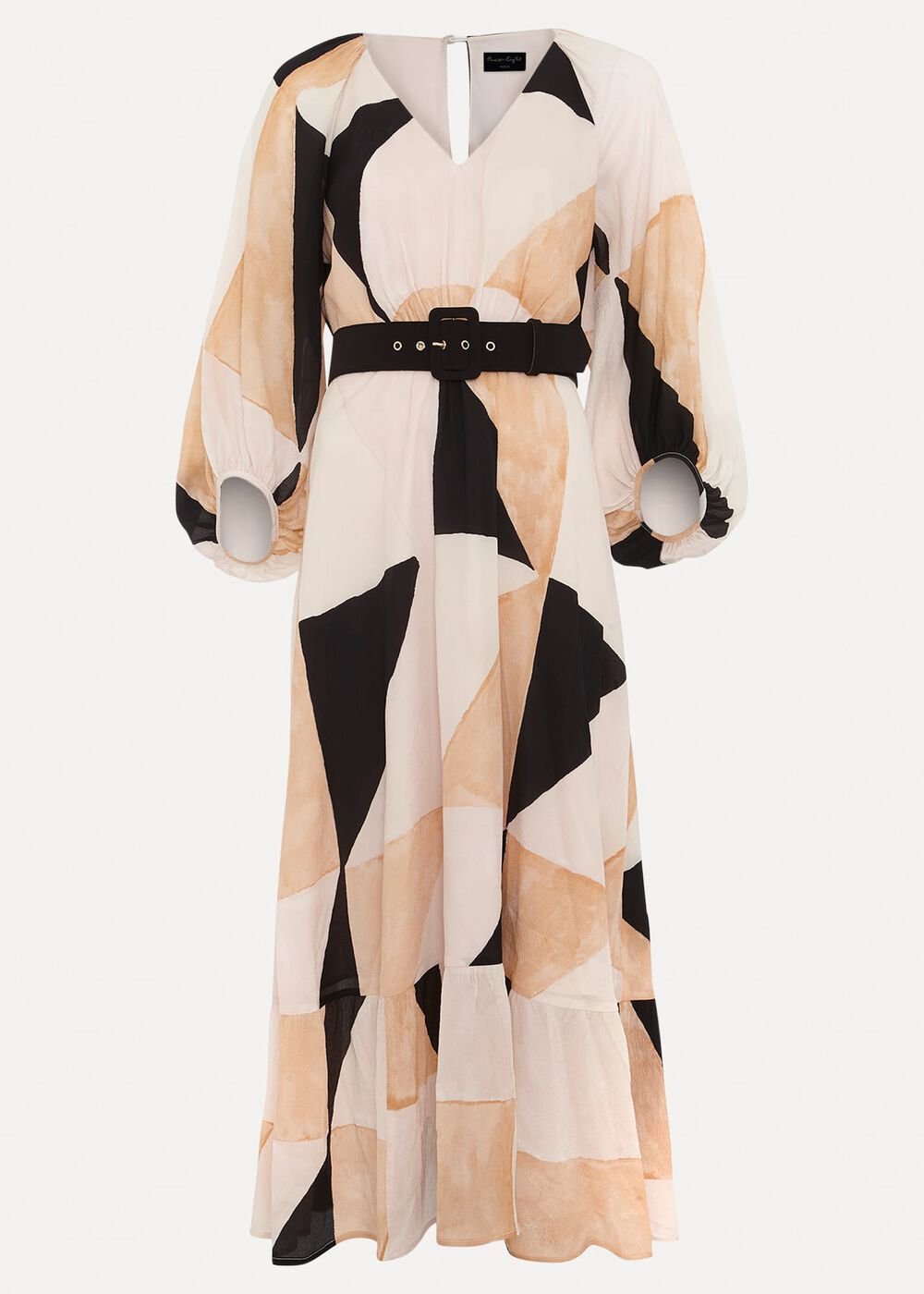 Petite Sophia Colour Block Belted Dress - Multi-Coloured