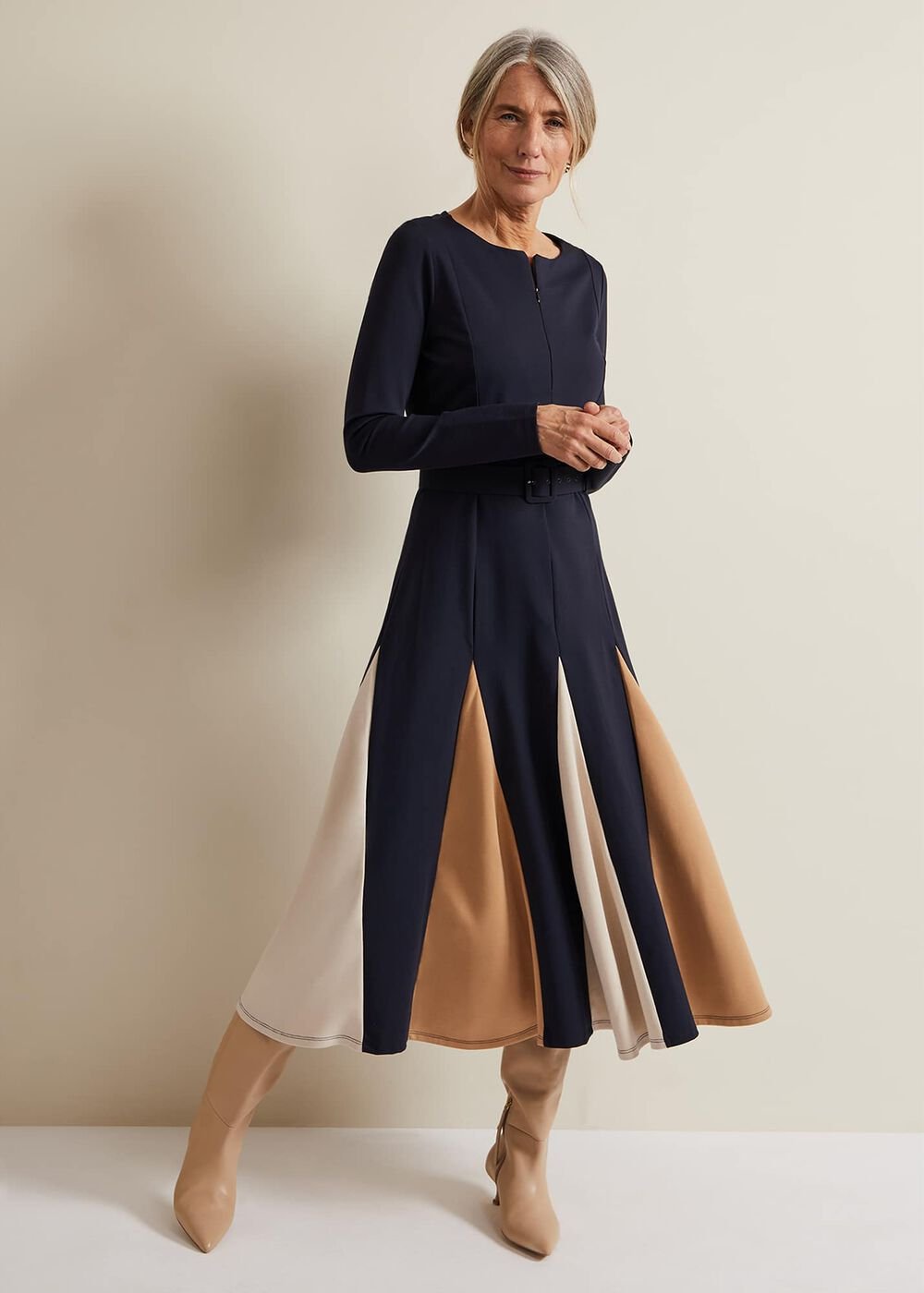 Paula Navy Midi Dress - Navy