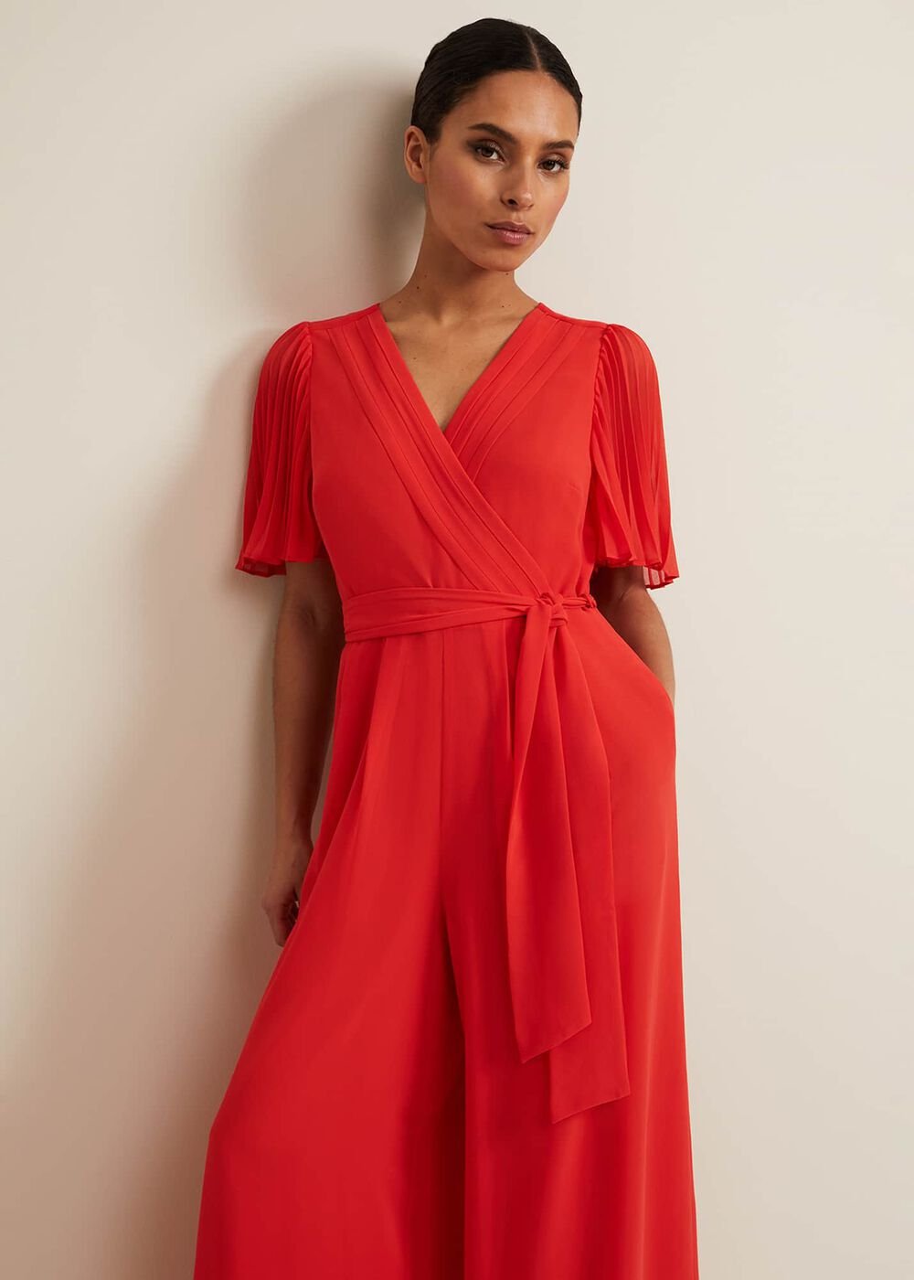 Petite Kendall Pleat Jumpsuit - Orange