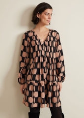 Penele Spot Swing Dress - Black/Multi