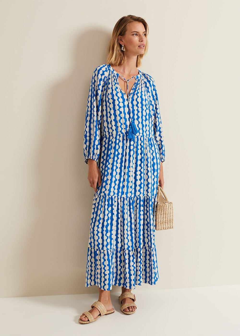 Lara Midaxi Dress - Blue/Ivory