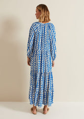 Lara Midaxi Dress - Blue/Ivory