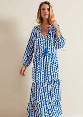 Lara Midaxi Dress - Blue/Ivory