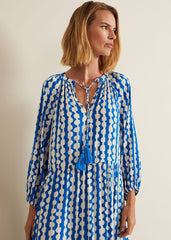 Lara Midaxi Dress - Blue/Ivory