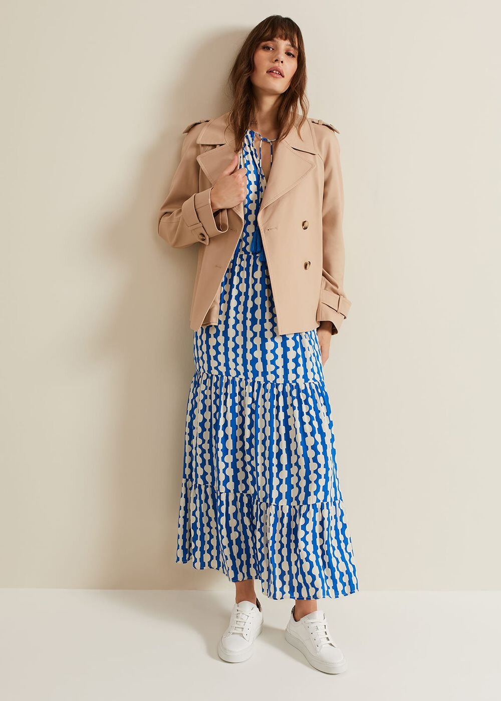 Lara Midaxi Dress - Blue/Ivory
