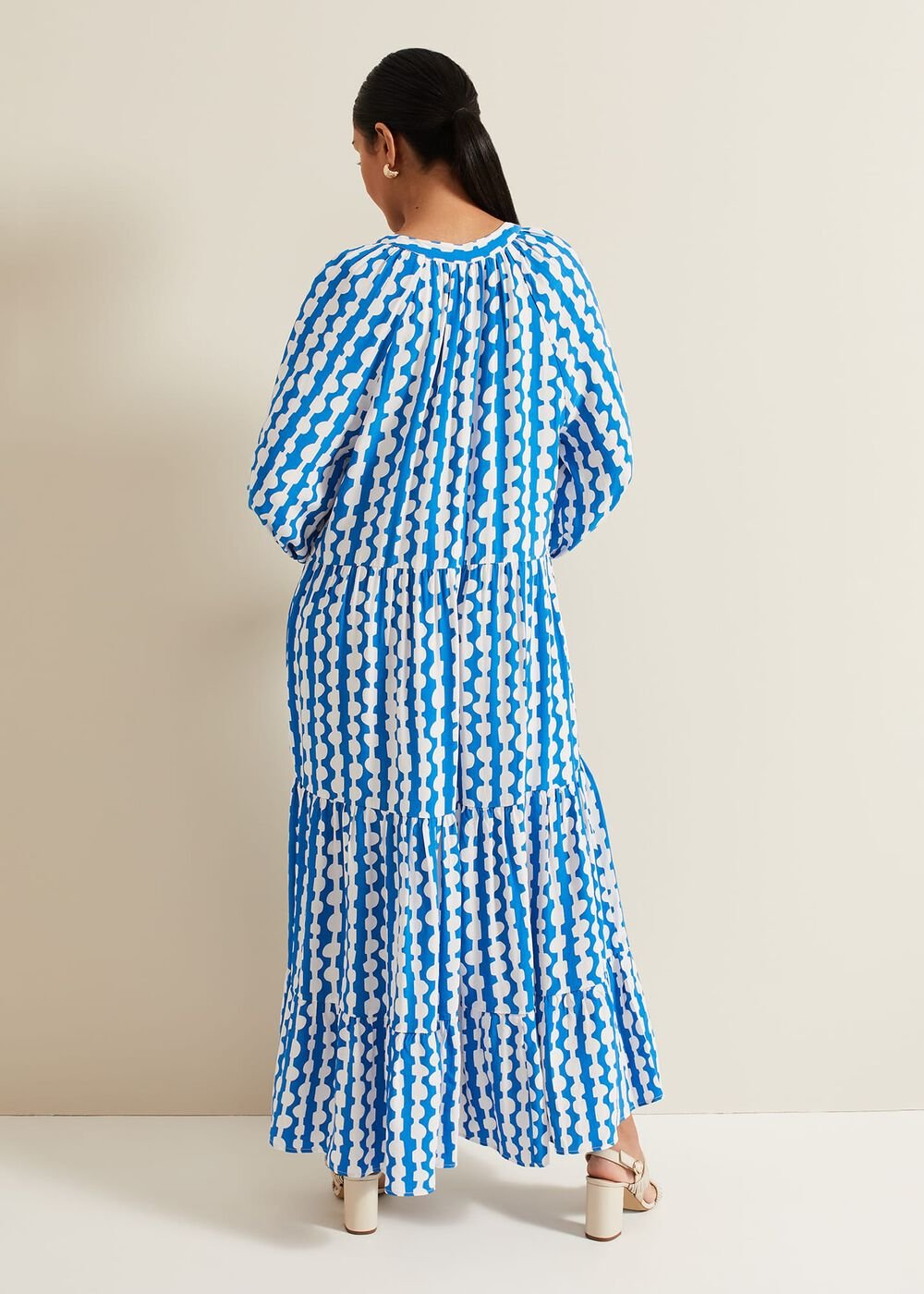 Petite Lara Midaxi Dress - Blue/Ivory