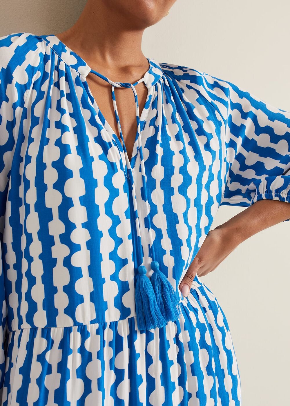 Petite Lara Midaxi Dress - Blue/Ivory