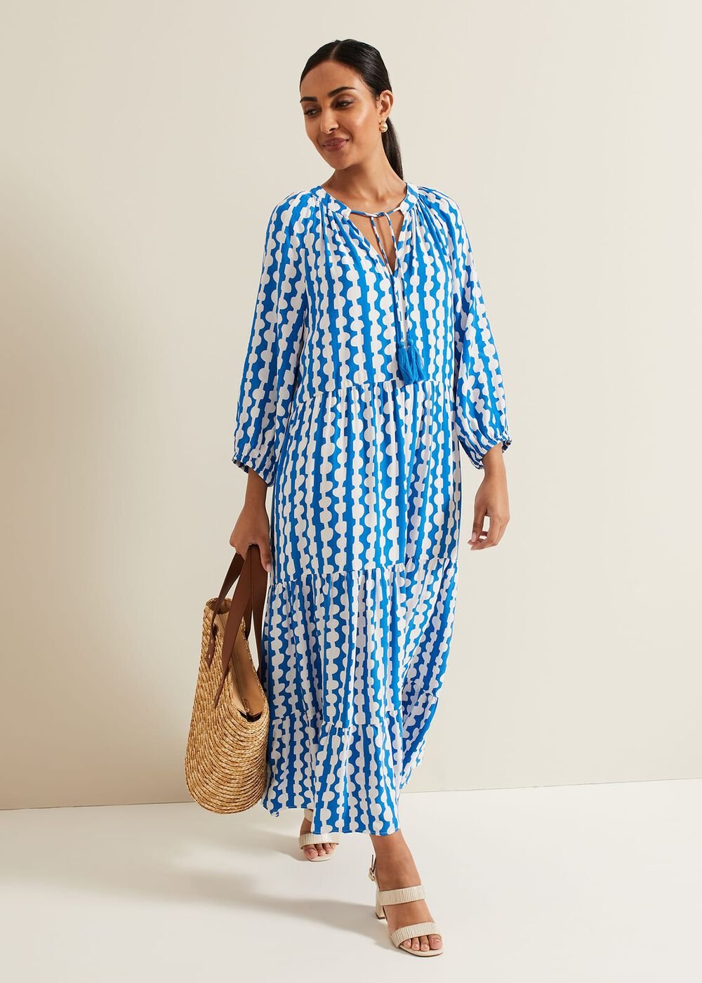 Petite Lara Midaxi Dress - Blue/Ivory