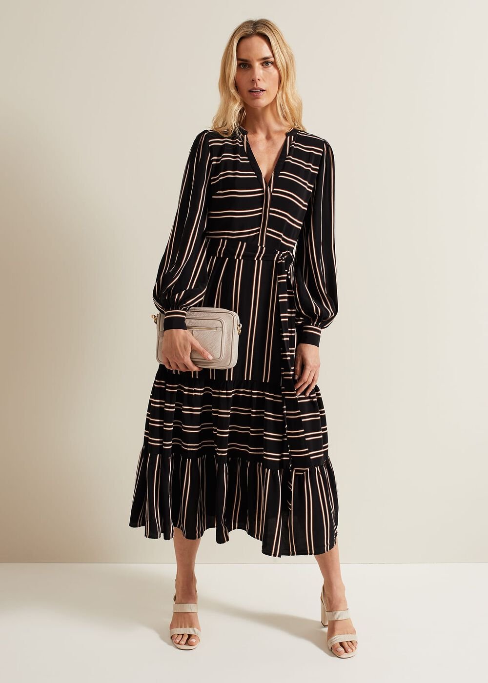Laura Stripe Midaxi Dress - Black/Multi