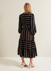 Laura Stripe Midaxi Dress - Black/Multi