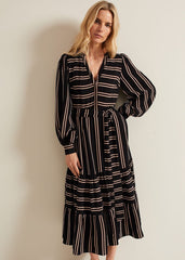 Laura Stripe Midaxi Dress - Black/Multi
