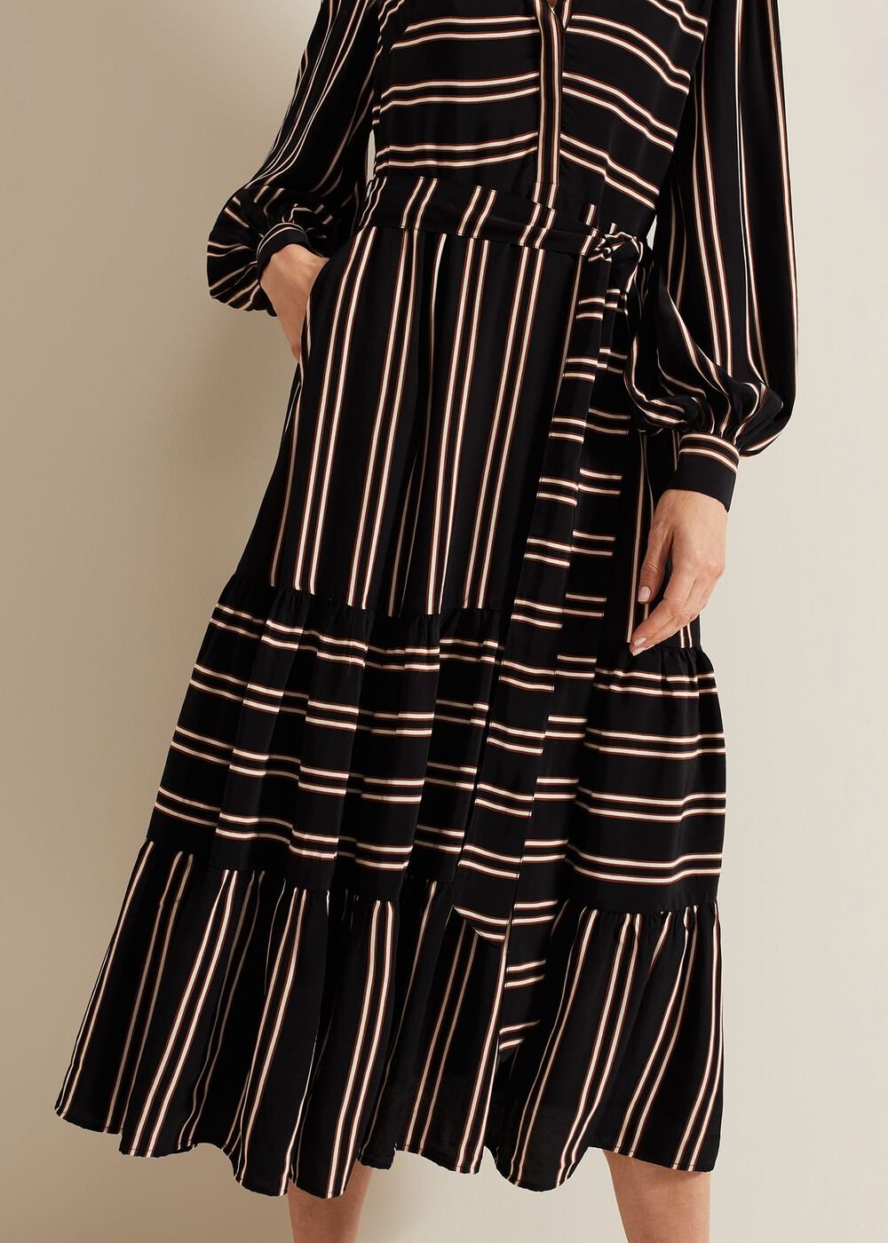 Laura Stripe Midaxi Dress - Black/Multi