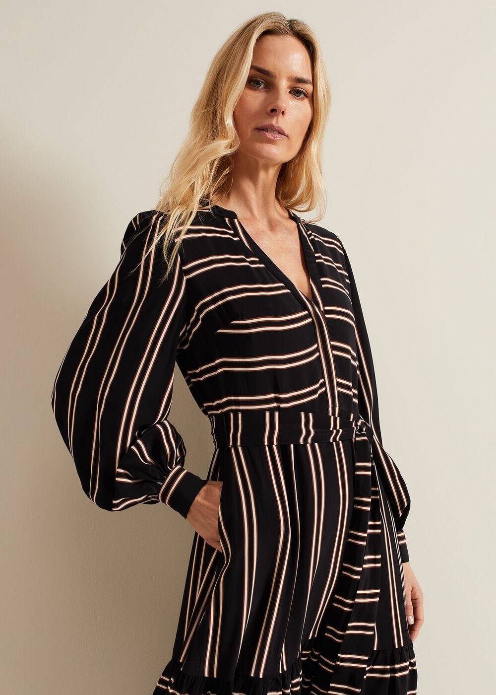 Laura Stripe Midaxi Dress - Black/Multi