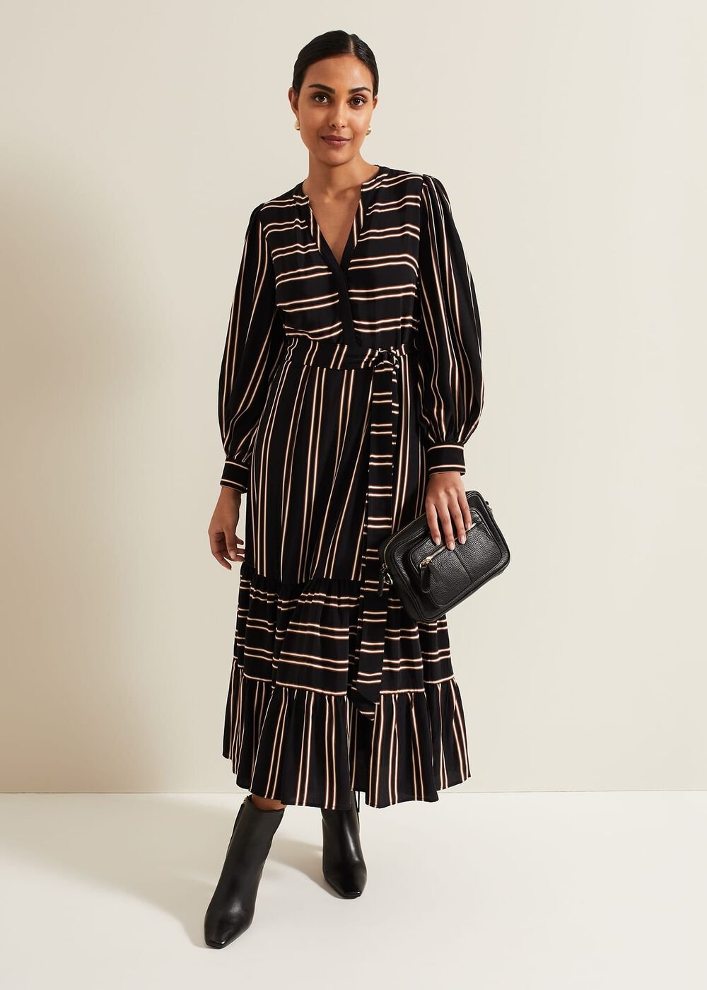 Petite Laura Midaxi Dress - Black/Multi