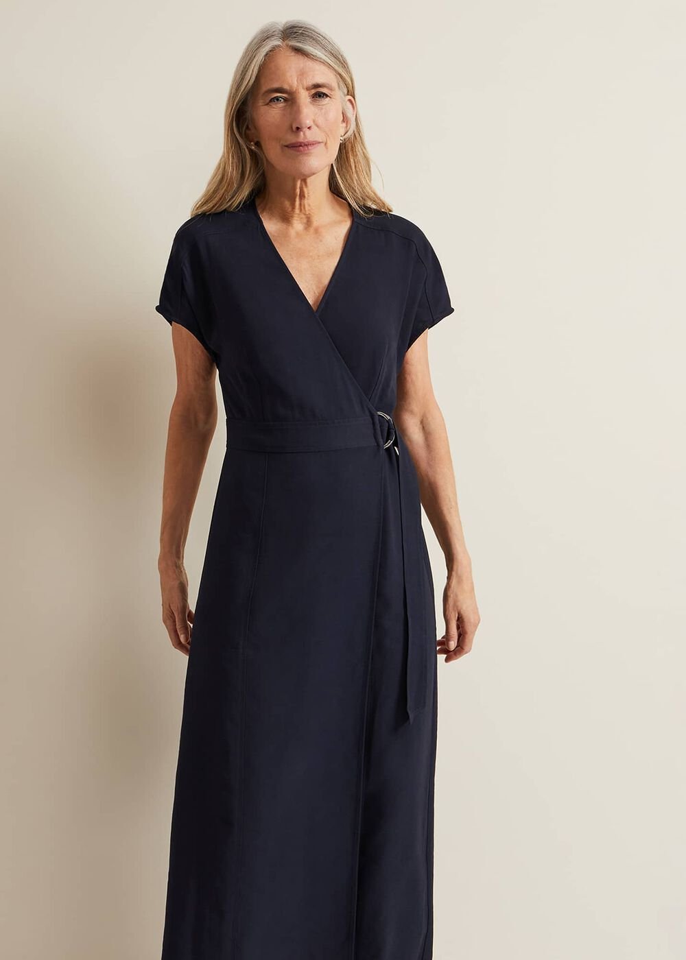 Liv Wrap Midi Dress - Navy