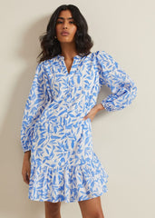 Hermoine Cotton Swing Dress - Blue