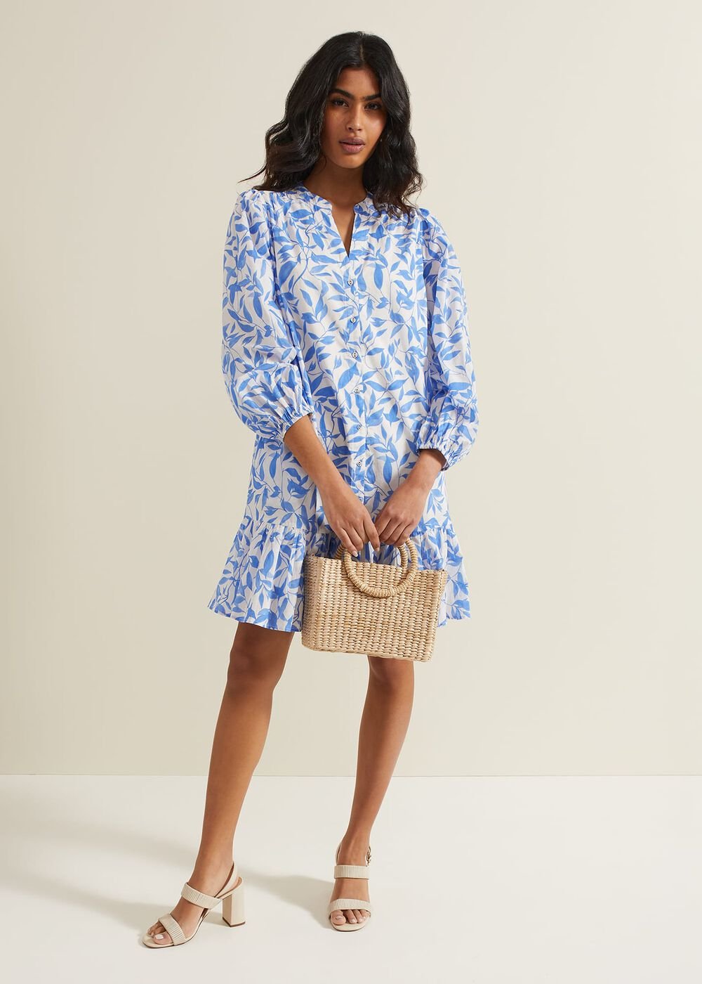 Hermoine Cotton Swing Dress - Blue