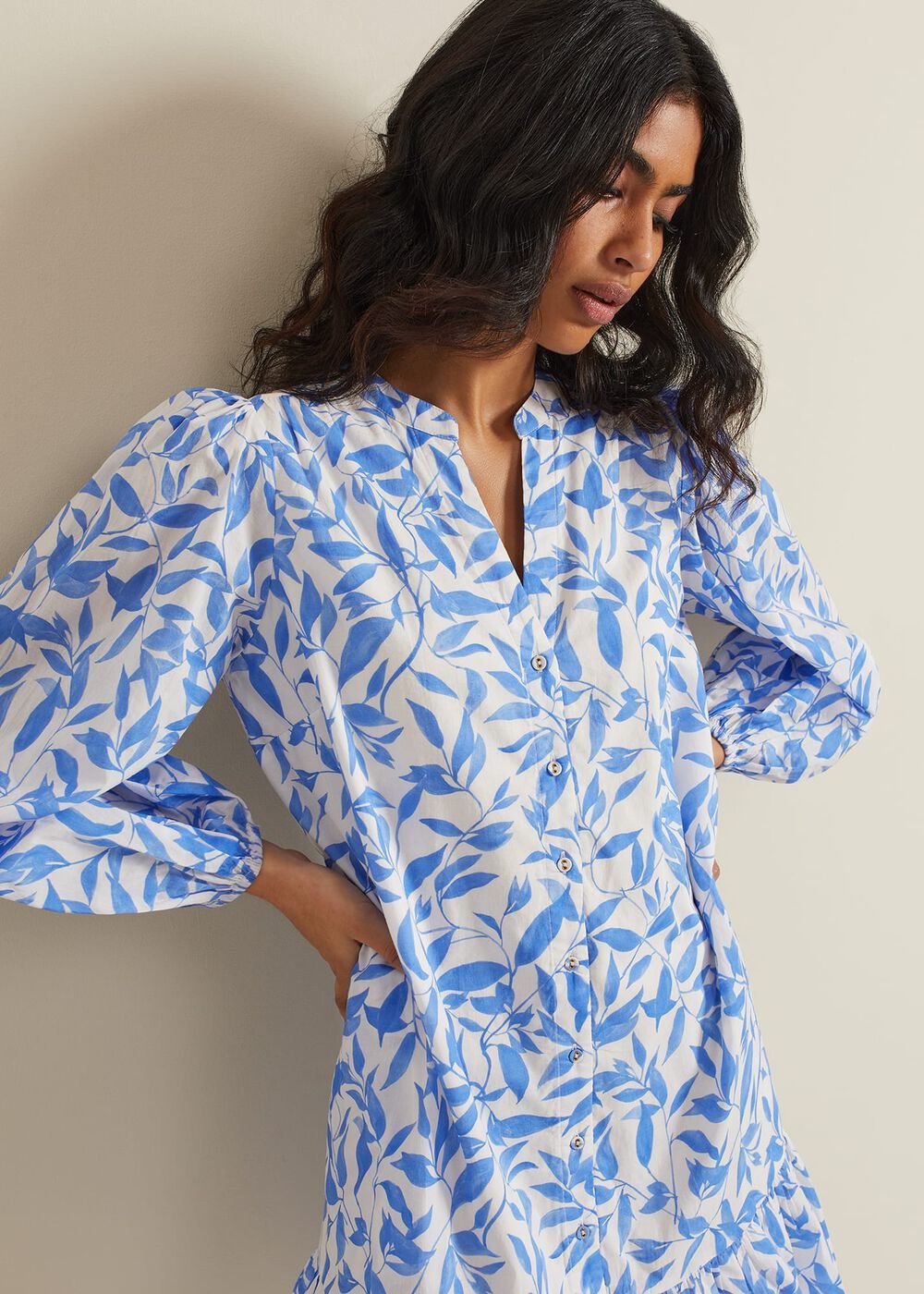 Hermoine Cotton Swing Dress - Blue