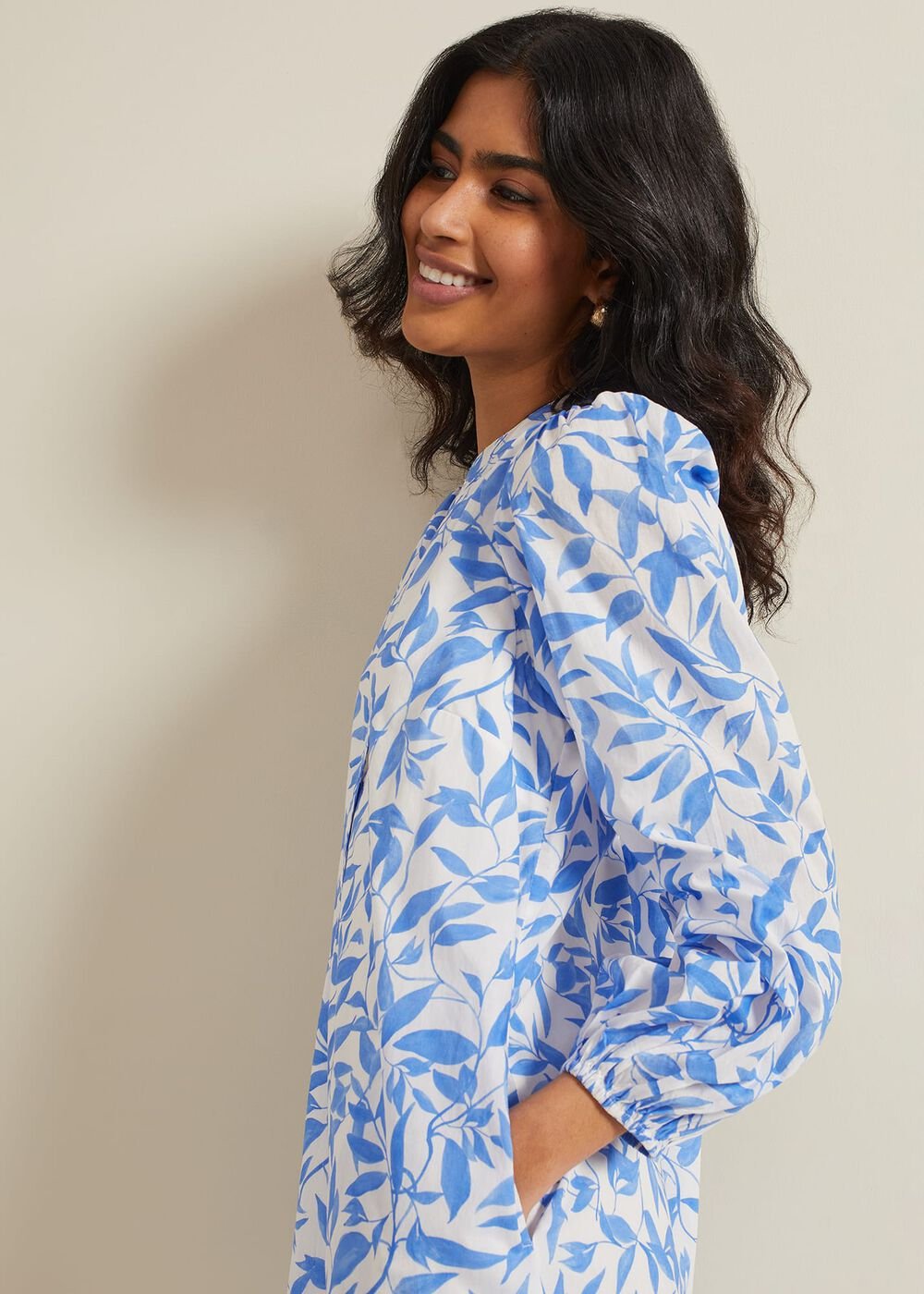 Hermoine Cotton Swing Dress - Blue