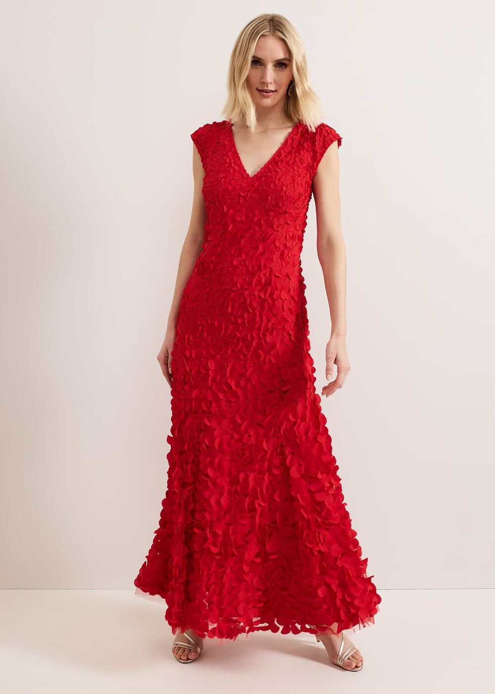 Charlene Ruffle Maxi Dress - Red