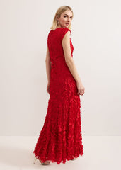 Charlene Ruffle Maxi Dress - Red