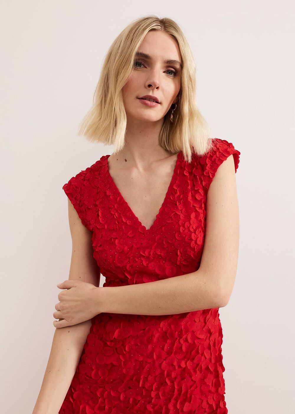 Charlene Ruffle Maxi Dress - Red