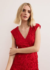 Charlene Ruffle Maxi Dress - Red