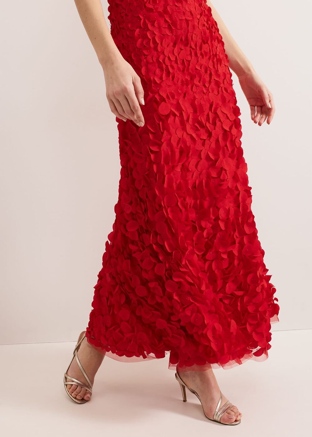 Charlene Ruffle Maxi Dress - Red