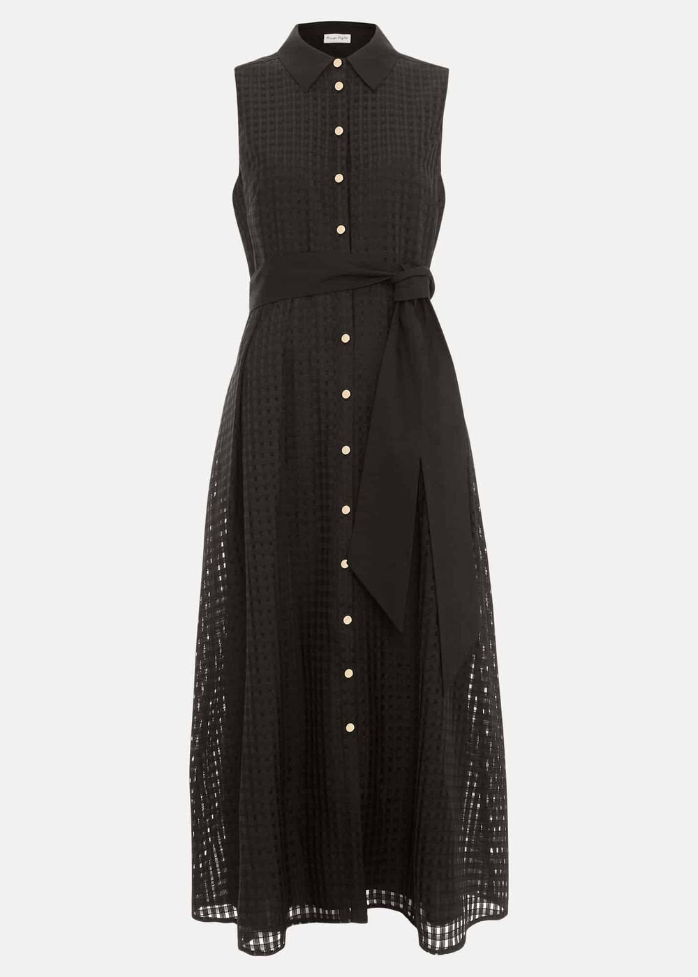 Carey Sleeveless Check Midi Dress - Black