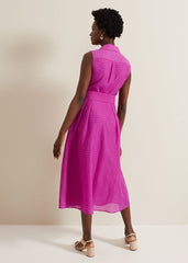 Carey Sleeveless Check Midi Dress - Pink