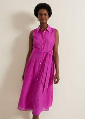 Carey Sleeveless Check Midi Dress - Pink