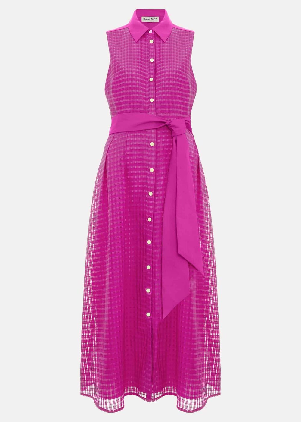 Carey Sleeveless Check Midi Dress - Pink