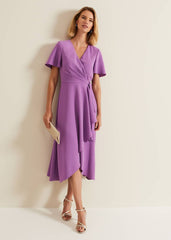 Julissa Frill Wrap Dress - Purple