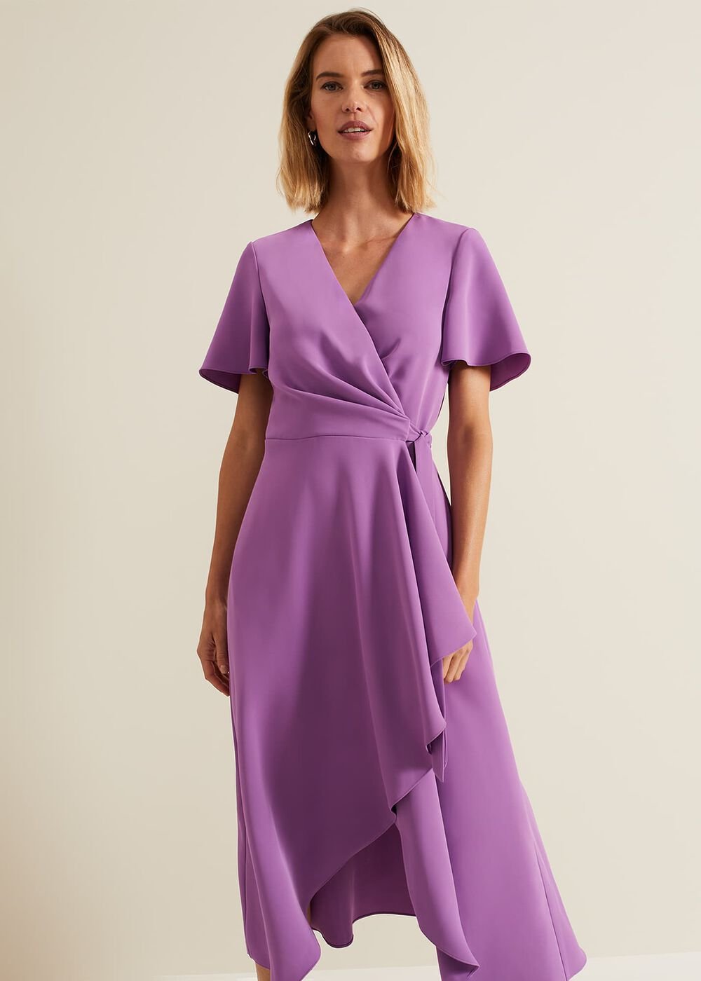 Julissa Frill Wrap Dress - Purple