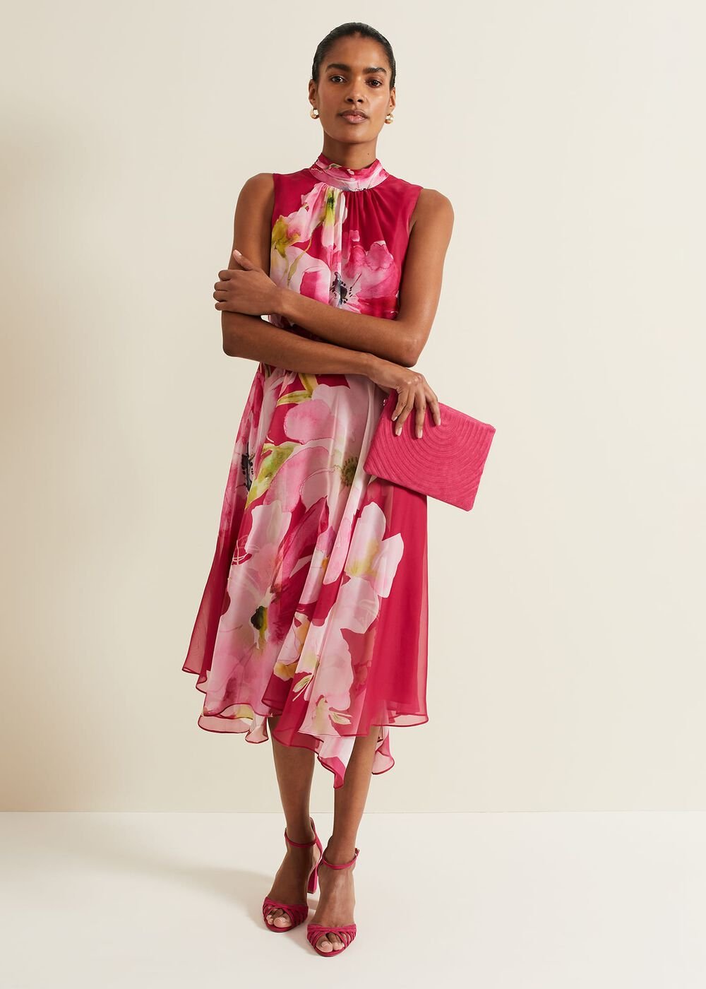 Lucinda Floral Midi Dress - Multi-Coloured