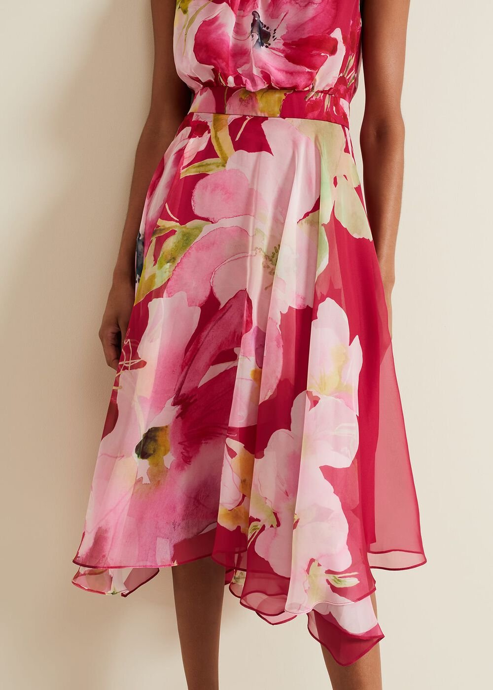 Lucinda Floral Midi Dress - Multi-Coloured