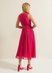 Simara Pleated Midi Dress - Pink